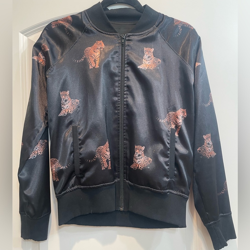 Noli Black Satin Bomber Jacket